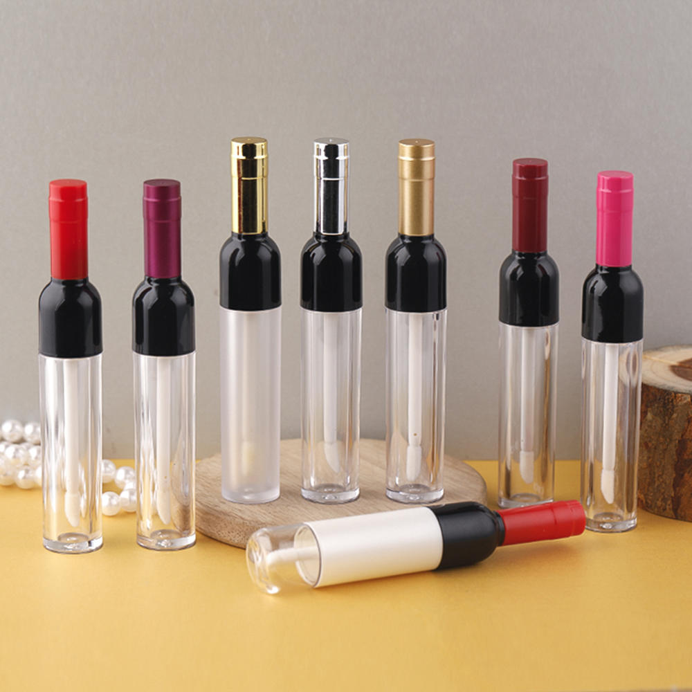 5-7ml Leere Wein Förmigen Lippe Glanz Rohr Lippenstift Rohre Silber/Gold/verrotten/Rosa Reffilable flasche Kosmetische Verpackung Container