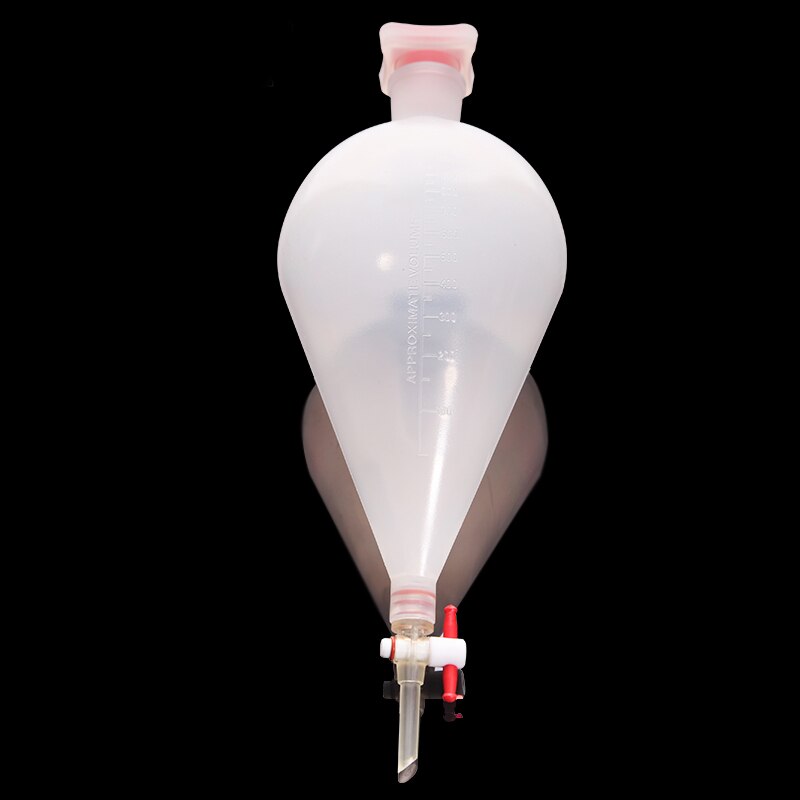 1000mL Pear-shaped Plastic Separatory funnel with PTFE Stopper PP Separating Funnel Laboratory Supplies