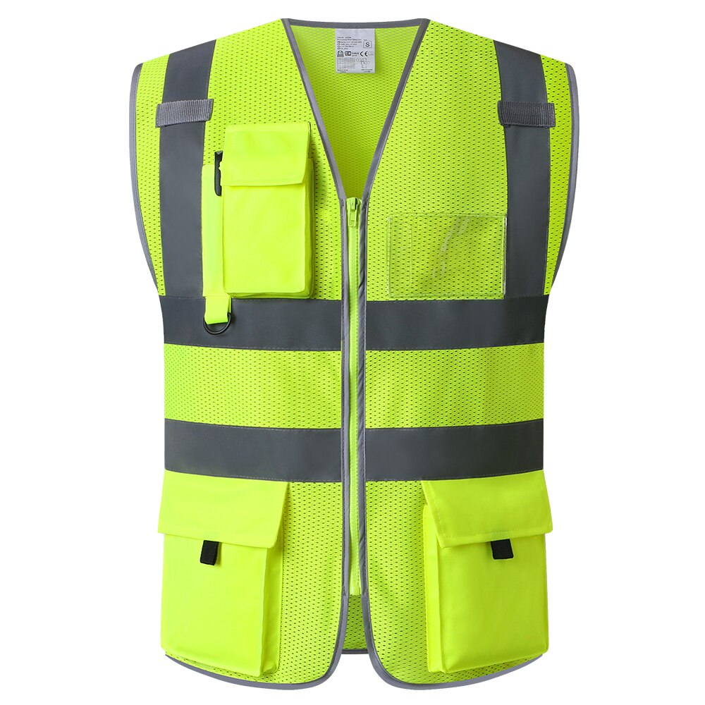 Blue Mesh Safety Vest High Visibility Safety Vest Security Vest With Highlight Reflective Stripes hi vis Workwear Waistcoat: Fluorescent yellow / M