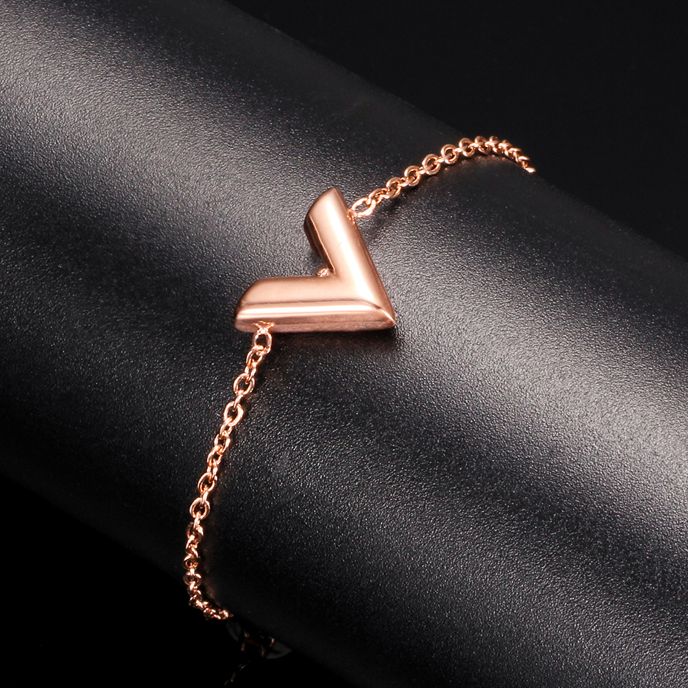 Joyería de , pulseras de acero inoxidable con letra V para mujer, brazalete con inicial ajustable, pulseras de cadena de de boda al por mayor