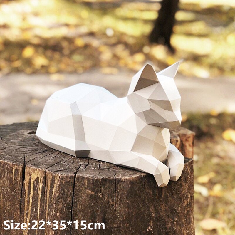 50 centimetri di trasporto Bello del Gatto di Carta 3D FAI DA TE Manuale Creativo Decorazioni Per La Casa Della Decorazione Della Parete A Mano Made Carino Geometrica Carta Action Figures regalo Giocattoli: White C