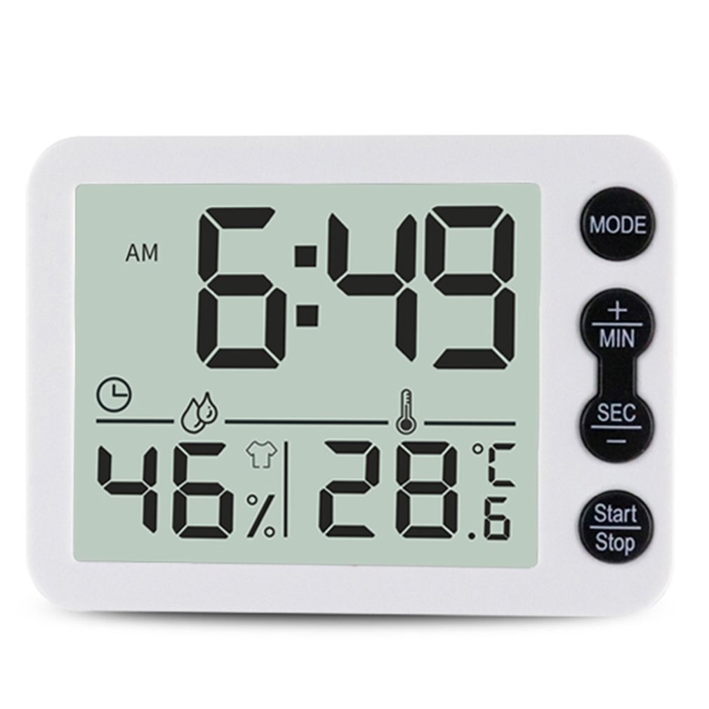 Compteur de température et d'humidité intérieur, grand écran, réveil, minuteur électronique de cuisine: 1
