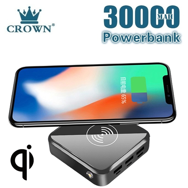 Wireless Fast Charge Power Bank 30000 mAh Portable Mobile Phone Charger Outdoor Travel Powerbank Suitable for All Smartphones