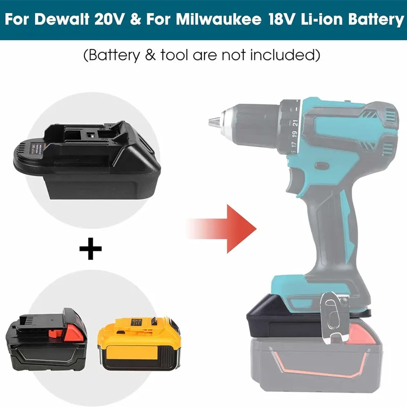 Adapteri milwaukee/dewalt/makita -työkaluille 18v bl1830 bl1840 bl1850 bl1860 dm18m sähkötyökalun lisävarustetta  dm18m akkusovitinta muunnin