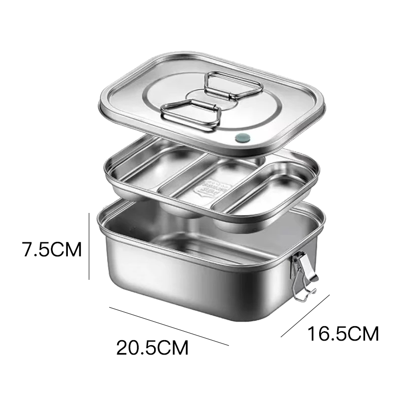 Stainless Steel Insulated Lunch Box Bento Box Outdoor School Office Worker Microwave Heating Lunch Container Food Storage Box: Medium-C
