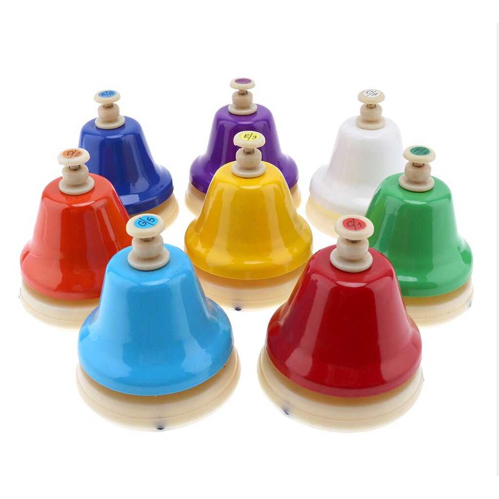 8x ensemble de cloches à main, 8 Notes colorées cloches d&#39;apprentissage Musical Percussion