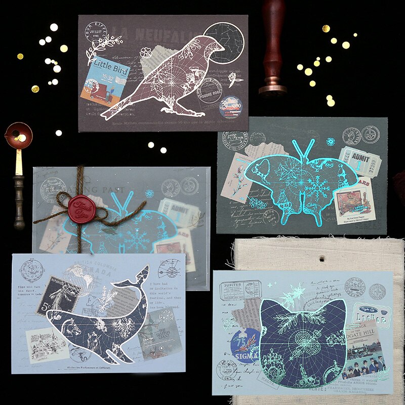 ERAL gold printing greeting card Set of 8 A, Retro greeting card, cards message card, Package US $9.8 Including freight
