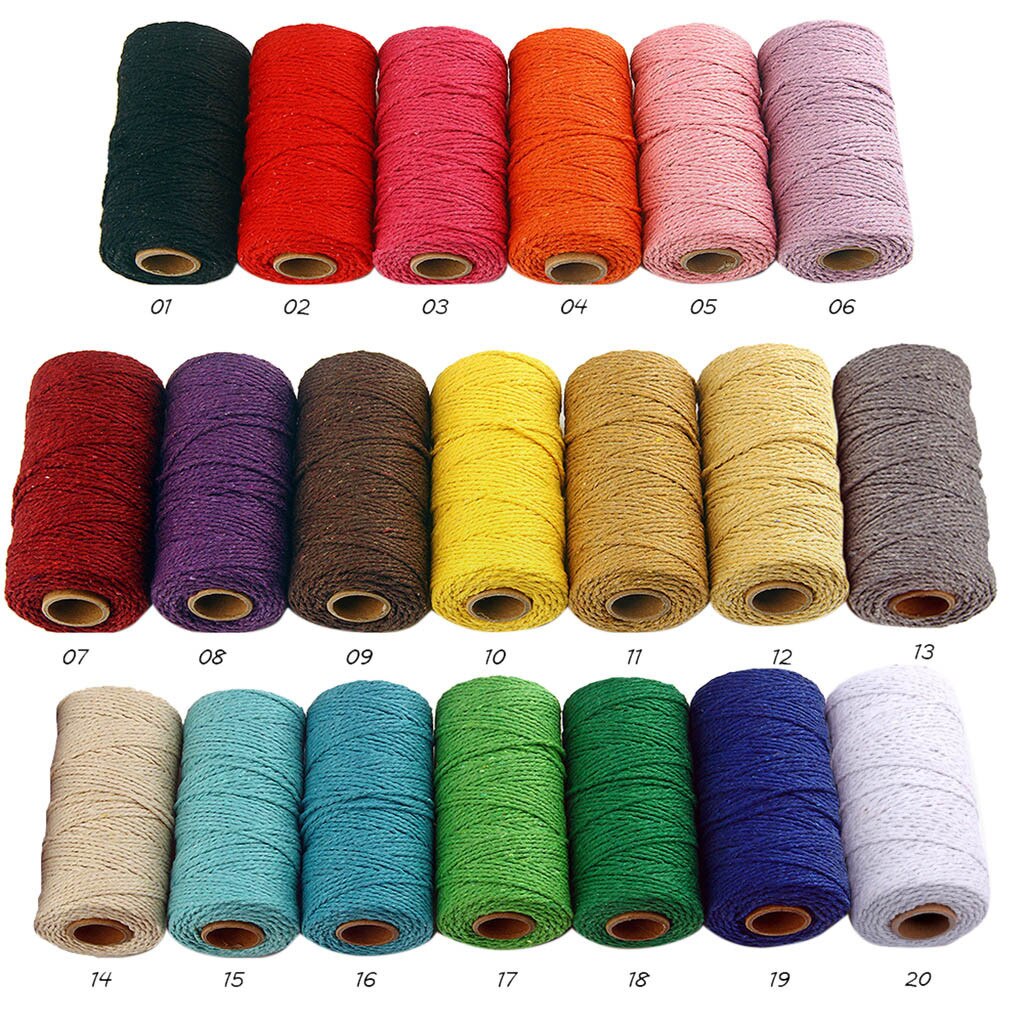 100M Lange/100Yard Pure Katoen Twisted Cord Touw Ambachten Macrame Artisan String 20 Kleuren Kan Worden Gekozen