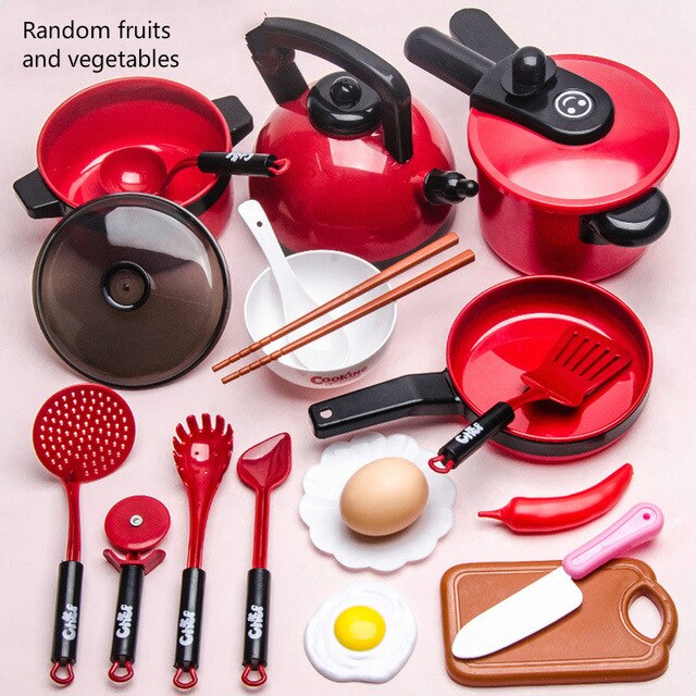 Children's Play House Toys Simulation Kitchen Girl Cooking Fruit Cutie Realistic Vocal Real Experience Cooking Toy Set: 20pcs