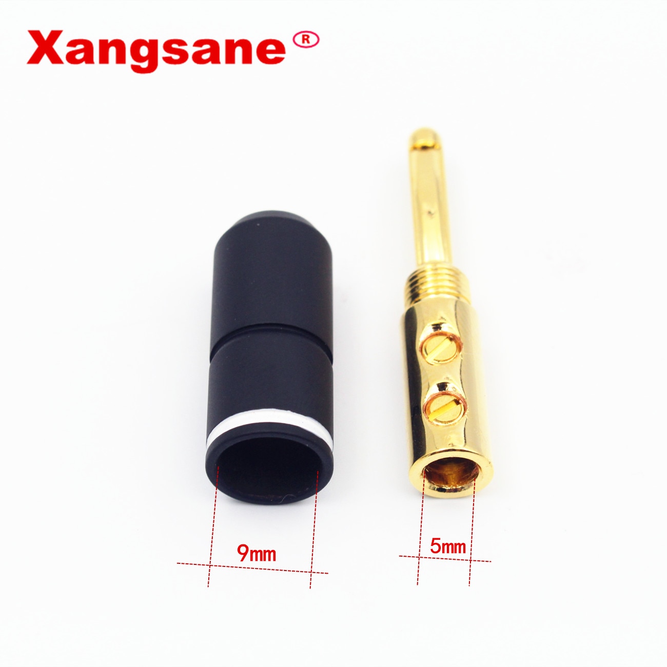 Xangsane 4 pieces High Performance Pure red copper Gold plated Banana Lock Plug HiFi Speaker Banana Connectors