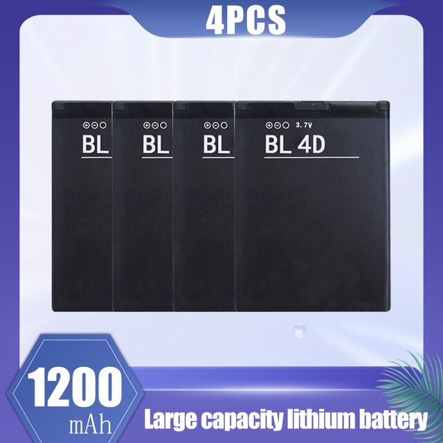 BL-4D-batería de litio recargable BL 4D BL4D de 1200mAh para Nokia Mini, E7, E7-00, N5, N8, N8-00, E5, E6, E5-00, 702T, T7-00, 803, N803: 4PCS