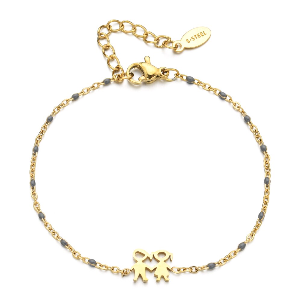 Zmzy boy girl friend armband roestvrij staal armbanden voor vrouwen gouden ketting verstelbare armbanden sieraden: Grijs