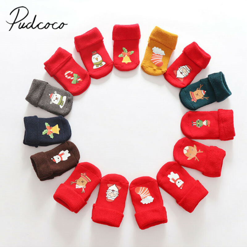 Baby Spullen Baby Meisje Jongen Anti-slip Warme Zachte Sokken Baby Cartoon Peuter Sokken Xmas 3 stks/set