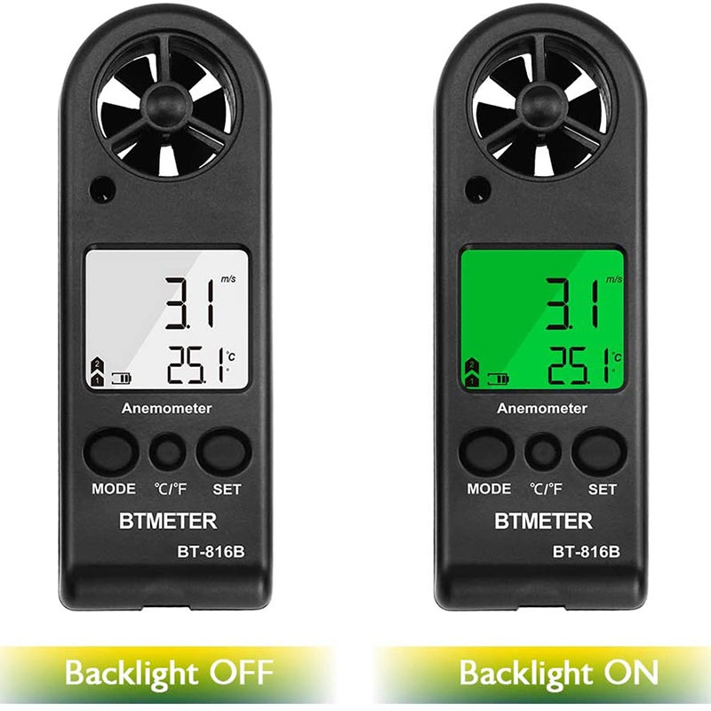Btmeter BT-816B Handheld Lcd Digitale Wind Meter Draagbare Anemometer Sensor Wind Meter Luchtstroom Tester
