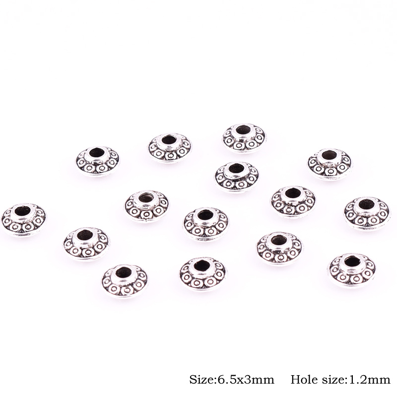 Antique Tibetan Silver Loose Metal Beads Spacer for Jewelry Making for Man Women Bracelet Necklace Earrings: 03(50pcs)