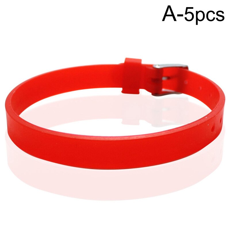 5pcs Silicone Wristband Bracelet Casual Bangles Wrist Band Sports Jogger Running Adjustable Jewelry Accessories: A