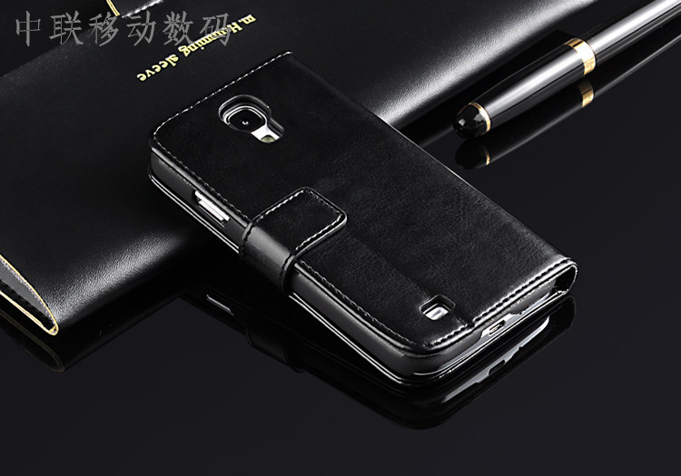 S4 case Gloednieuwe Originele mobiele Telefoon case Flip Portemonnee lederen Case Cover Voor Samsung Galaxy S4 I950 I9500: Black
