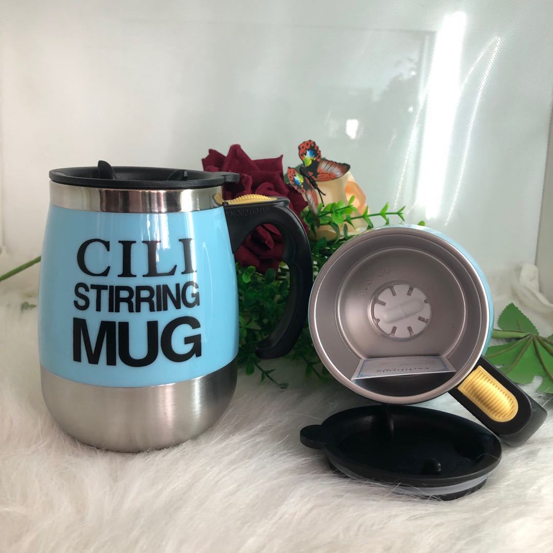 Tasse de agitation automatique de tasse isolée par Double de tasse thermique d'acier inoxydable de 450ml pour la force magnétique de tasse d'agitation d'individu de lait de café: blue flower