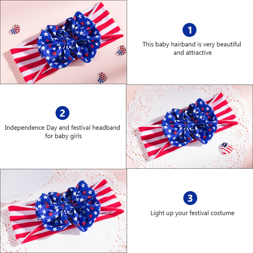 3Pcs Baby Onafhankelijkheid Dag Hoofdbanden Boog-Knoop Haarband Baby Hoofdtooi