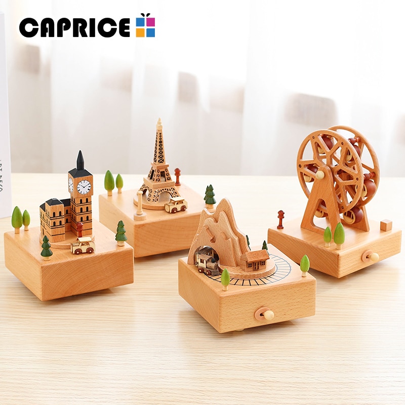 Wood Music Box Caja Musical Wooden Boxes Girls Clockwork Craft Free Engraved Birthday Home Decoration Accessories YYH-MZ