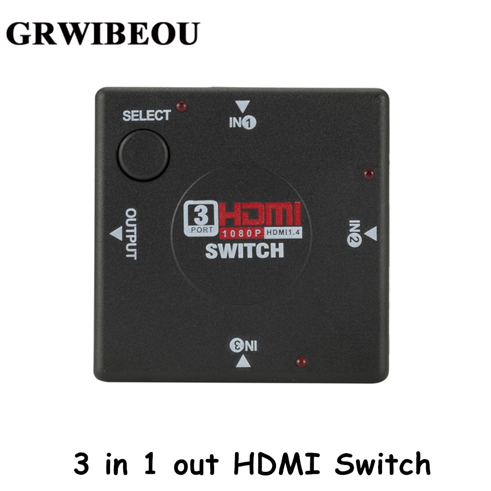 Grwibeou 3 Ingang 1 Uitgang Mini 3 Port Hdmi Switch Switcher Splitter Box Selector Voor Hdtv 1080P Video Hdmi switcher