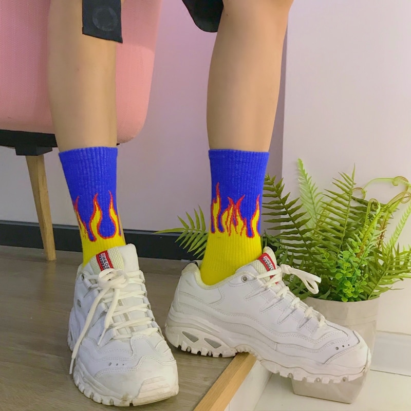 Calcetines con de llamas quemadas para chico, medias con de , ideal para adolescentes, estudiantes, monopatín