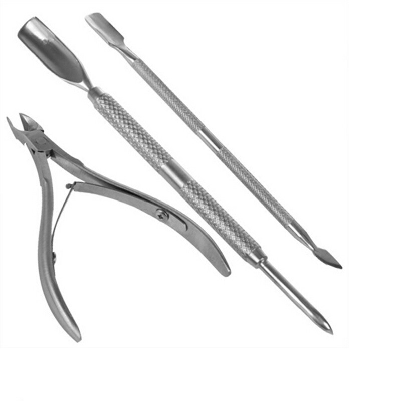 3 Pcs Rvs Nail Cuticle Schaar Lepel Pusher Remover Nail Cutter Clipper Nipper Thuisgebruik Pedicure Foot Care Tool set