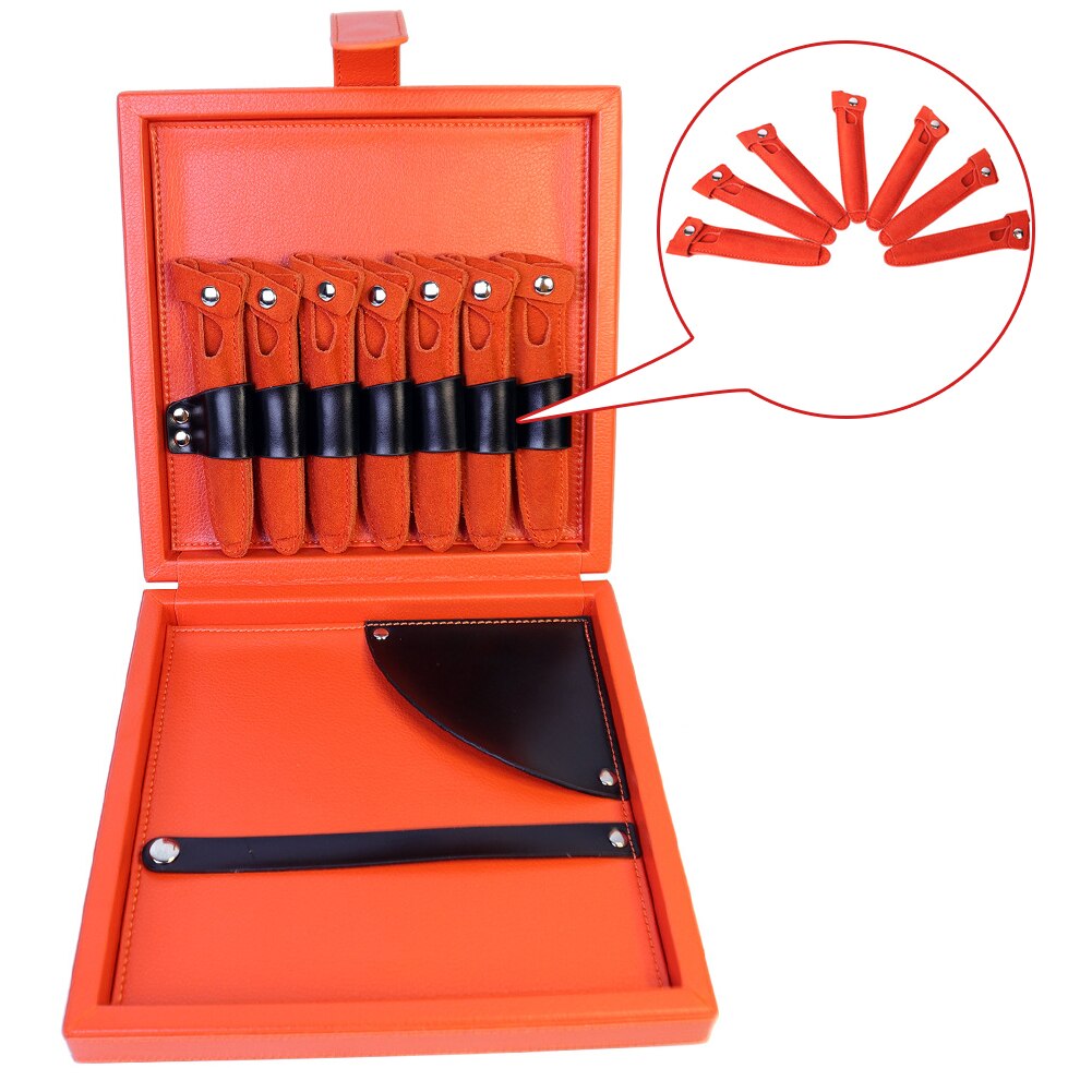 Kapper Schaar Box Praktische Salon Thuis PU Lederen Tool Case Kapper Draagbare Opslag Professionele Houder Organizer Effen: Oranje