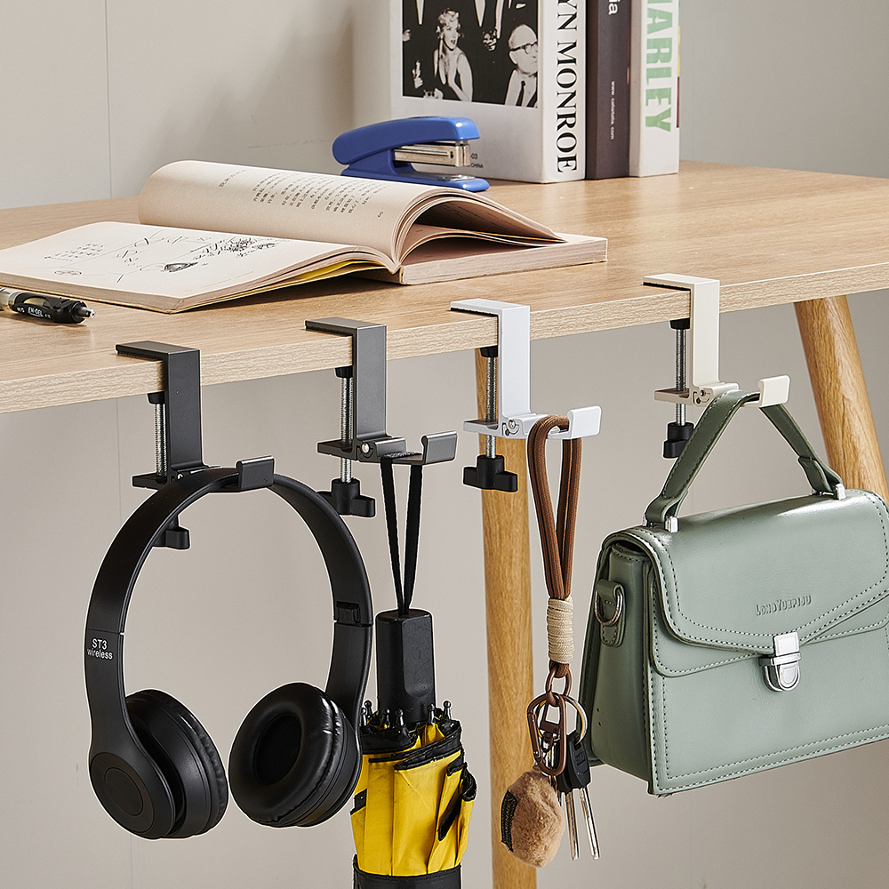 1PC Adjustable Desk Edge Hook Gaming Headset Desk Hanger Backpack Storage Hanging Hook Holder Punch-free Home Office Organizer