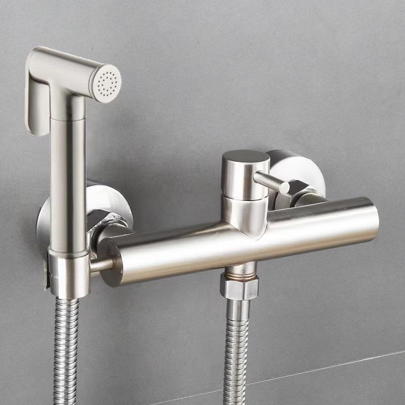 Grifo de bidé de latón montado en la pared, rociador de ducha de mano, mezclador de agua fría y para baño, accesorios de baño chapados en bidé: Azul