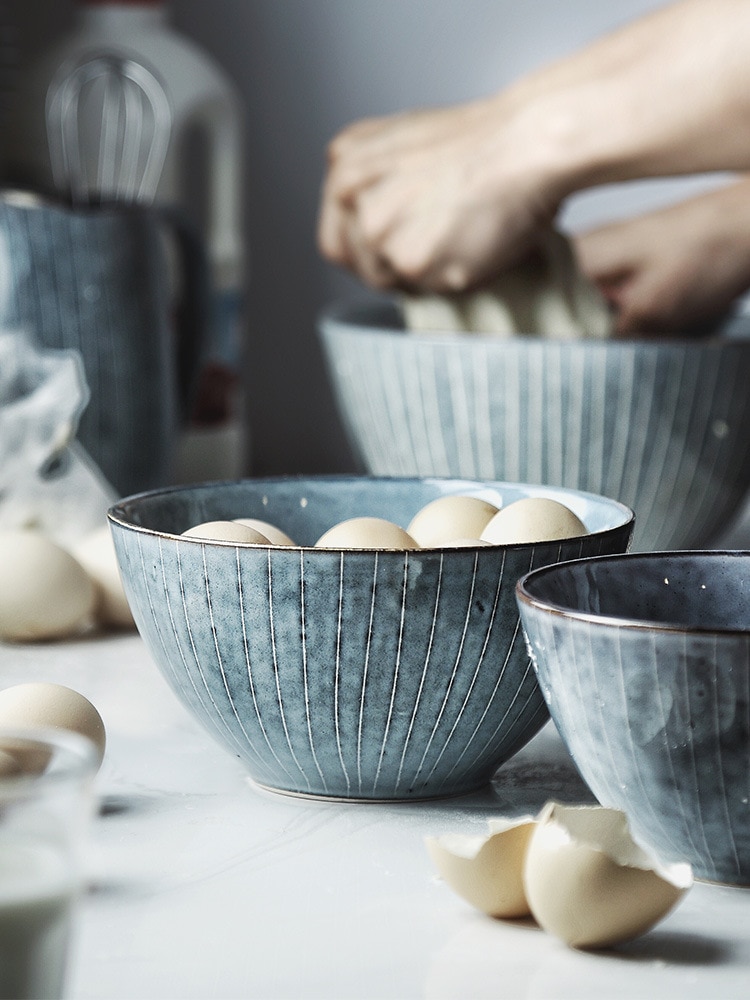 Nordic retro servies thuis Japanse keramische kom soepkom eten rijst kom creatieve slakom grote instant noodles