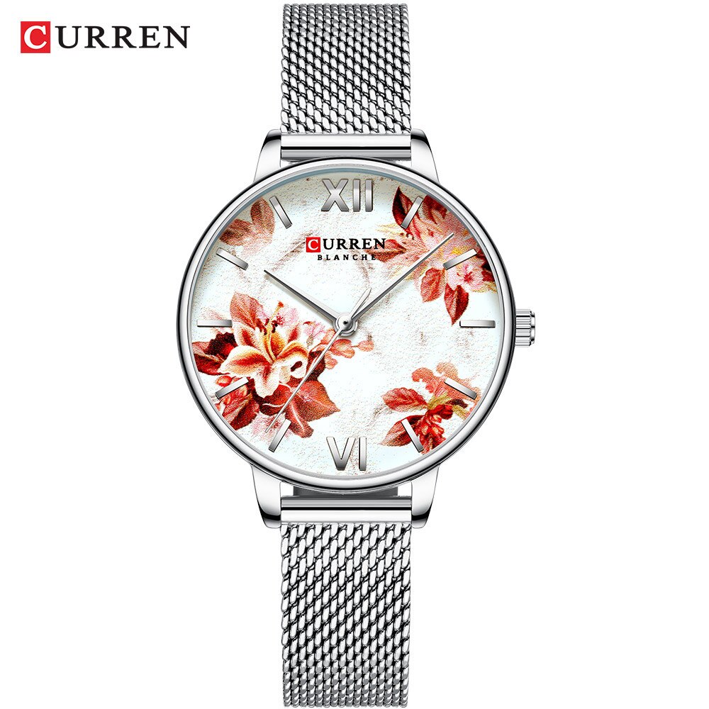 Dameshorloges curren dameshorloge casual dames quartz polshorloges met roestvrijstalen armband: S-zilver wit horloge