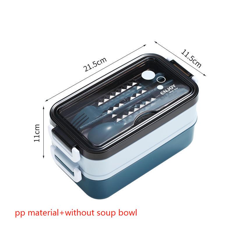 Lunch Box Bento Box Voor School Kids Kantoormedewerker 2 Lagen Microwae Verwarming Lunch Container Voedsel Opbergdoos: set2-bule