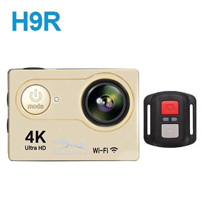 H9r action kamera  hd 4k wifi 2 inch 170d vandtæt vandtæt hjelm videooptagelse dv recoder sports cam med fjernbetjening: Guld