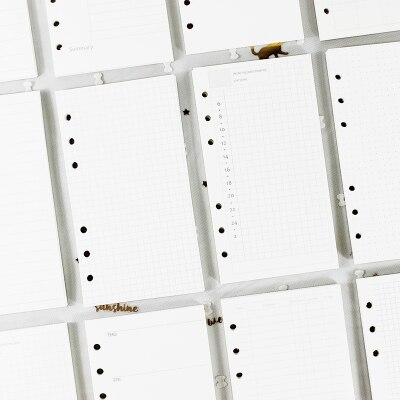 Bloc de notas básico a5 a6, Recambio de Agenda en blanco/cuadrícula/cuaderno punteado, hoja interior, 6 anillas, 2 unids/lote
