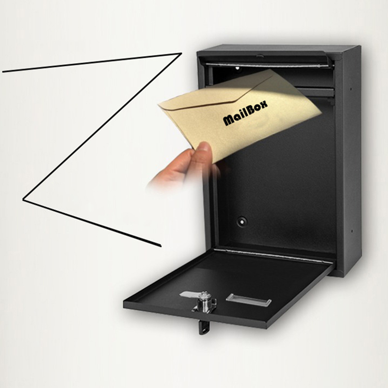Occident caja de correo soporte de pared al aire libre bloqueo de seguridad Buzón de hierro para el hogar jardín carta periódico, revista Post Box Maileg