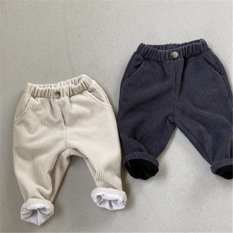 Pantalones de pana gruesos e informales para bebés, Otoño e Invierno