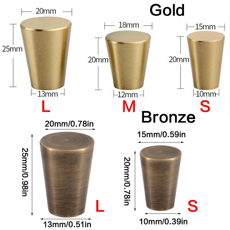 Moden Stijl Kegelvorm Effen Zinklegering Borstel Nikkel Koper Matte Zwarte Kleur Kast Knoppen Lade Handvat Dresser Pull S-M