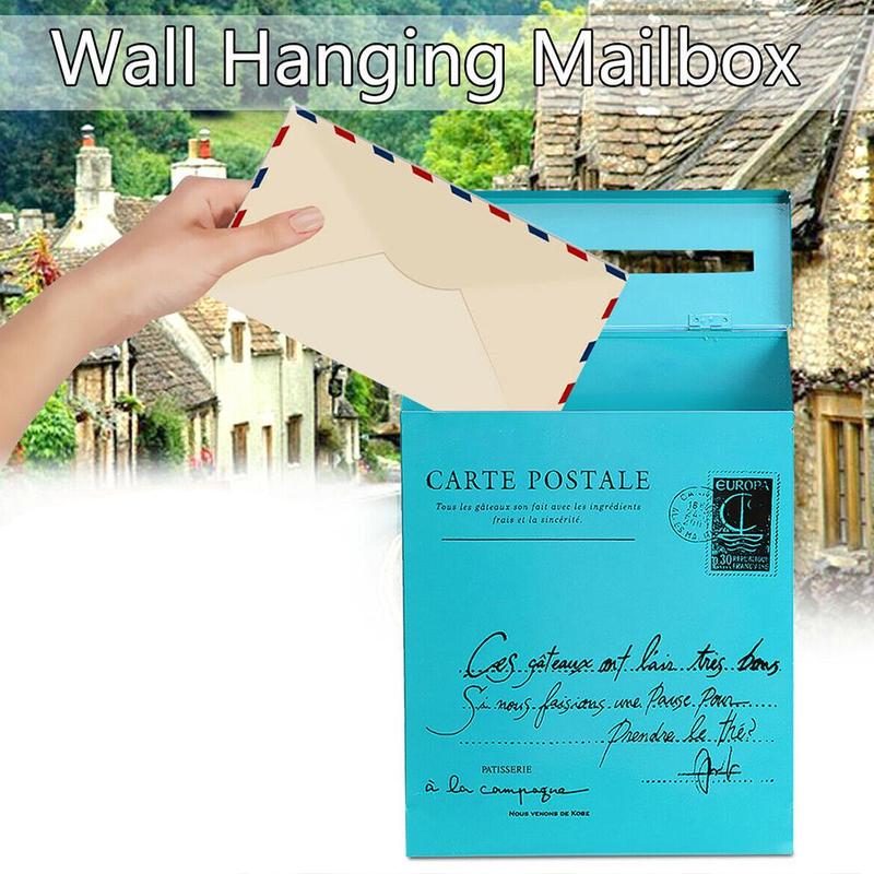 Pastoral Wall Mounted Mailbox Vintage Bucket Newspaper Boxes Mail Box Metal Letter Post Mailbox Door Decoration