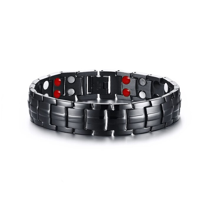 Vinterly Blauwe Magnetische Armband Mannen Hand Chain Link Rvs Mannen Armband Gezondheid Energie Germanium Hologram Heren Armbanden: Black Gun Plated