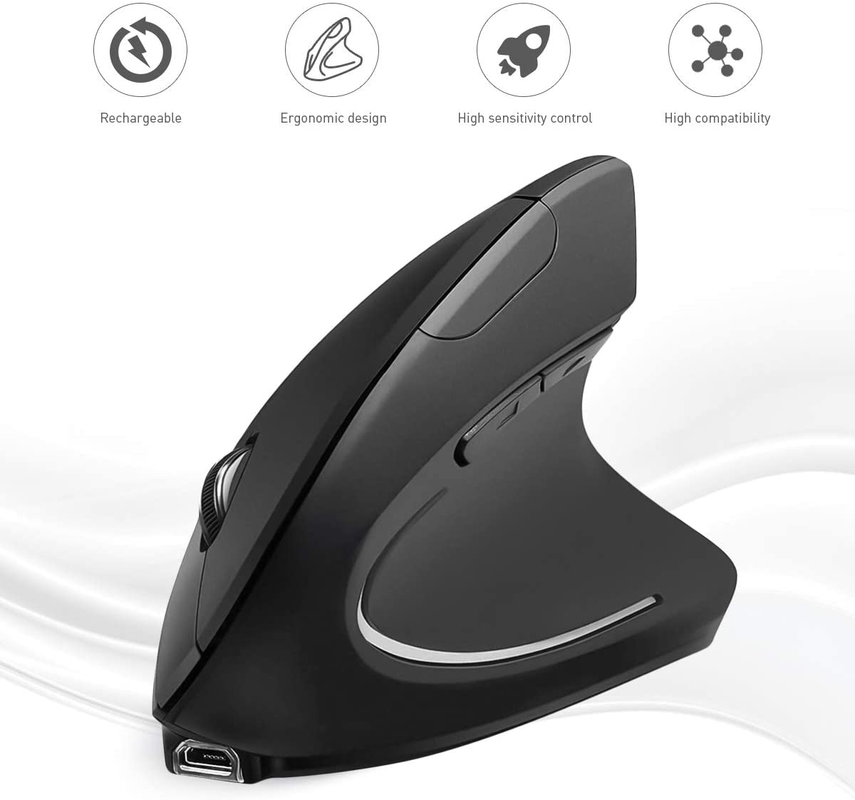 USB Wireless Vertical Mouse Ergonomic Gaming 1000/1600 DPI Optical Wrist Healthy Mice For Laptop Desktop PC Computer 5 Buttons