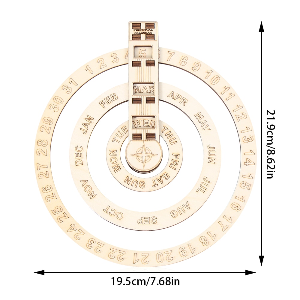 Wooden Wall Calendar Round Rotating Wall Decoration Adjustable Birthday Reminder Calendar Sign Home DIY Crafts