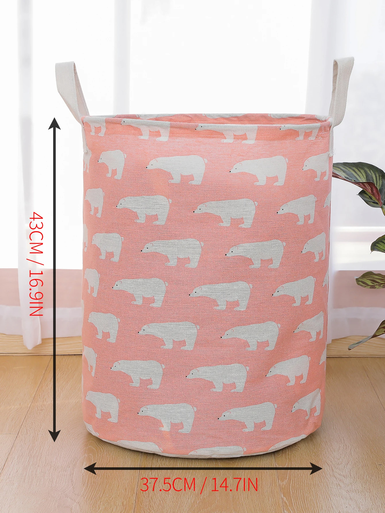 1PC Print Wasmand Opvouwbare Thuis Opbergtas Draagbare Katoenen Linnen Mand Waterdichte Vuile Speelgoed Kleding Emmer Organizer: Roze