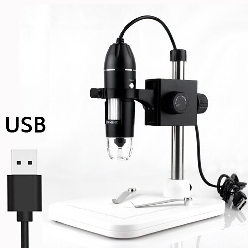 Microscopio Digital con USB, cámara endoscópica de aumento 1600X con adaptador OTG Compatible con Mac Windows 7/8/10 Android Linux: 1000X / USB Lift Stand