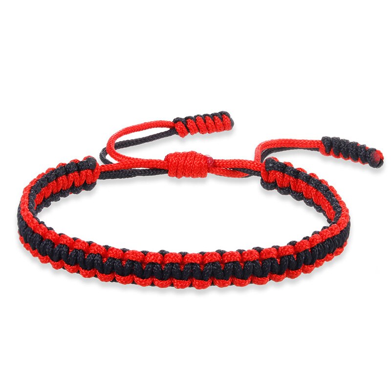 Lucky Red Braided Rope Bracelets For Women Men Handmade Tibetan Buddhist Charm Adjustable Bracelet Jewelry Friends: red-black