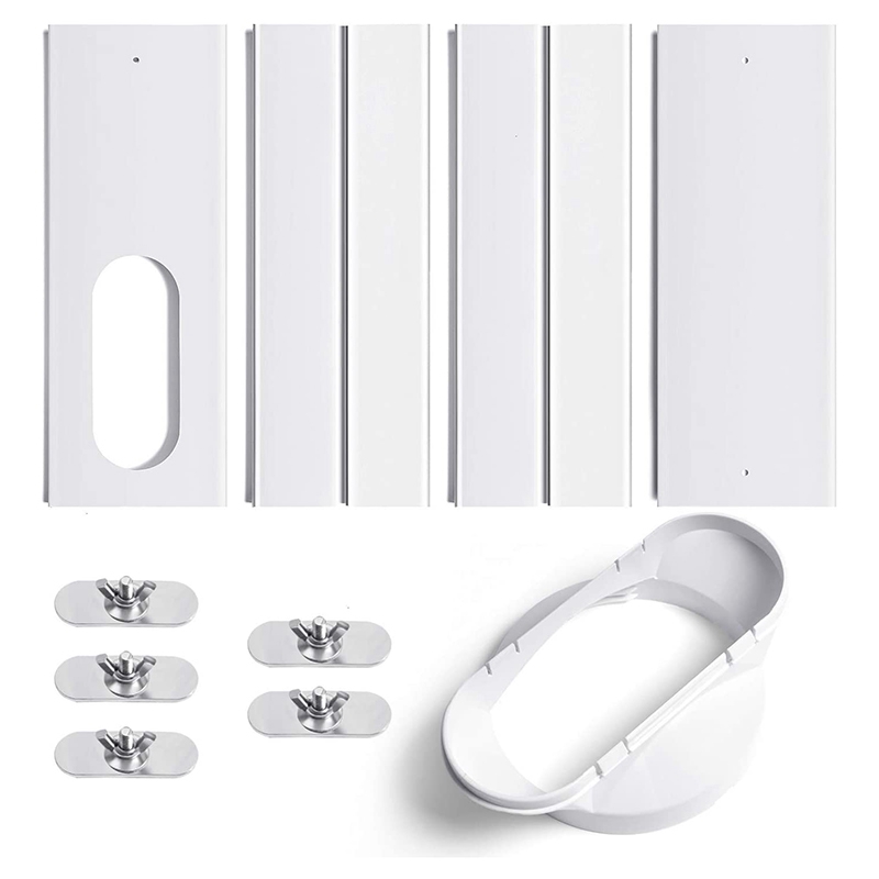 kit finestra condizionatore d'aria con guarnizione finestra regolabile accoppiatore per unità ca, kit sfiato ca scorrevole per tubo di scarico: Default Title