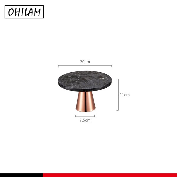 Home Natural Champagne Marble Cake Stand Dessert Fruit Serving Plate Tray on Pedestal Stand-Tea Party Serving Platter: A146-4