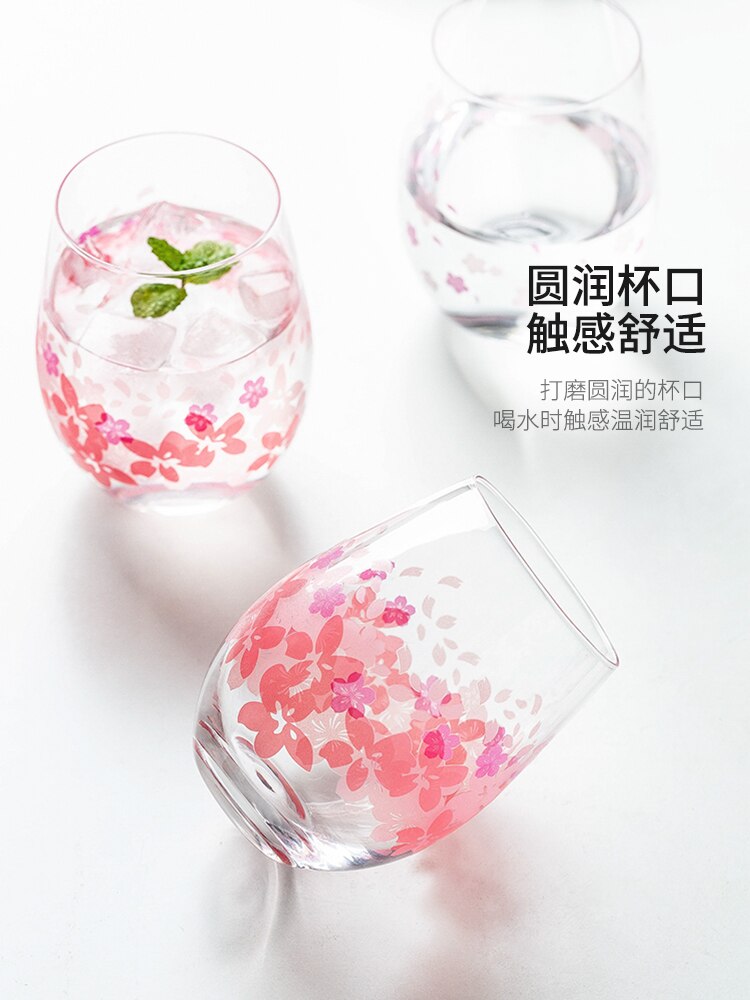Cherry Blossom color changing glass fresh water cup tea cup lovely girl cup Egg Cup Home