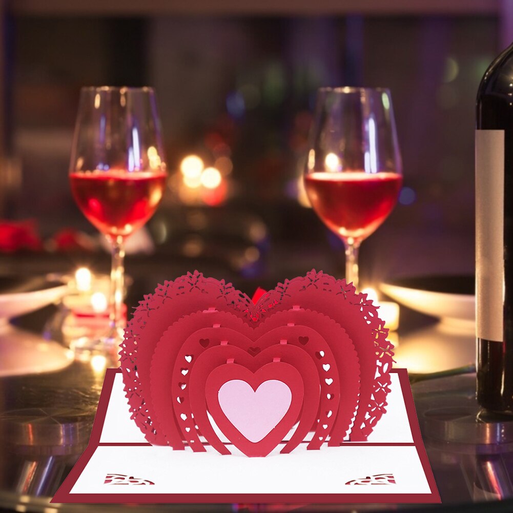 Valentines Day Greeting Cards 3D Romantic Wedding Invitations Cards Hollow Festival Card for Event Party Supplies