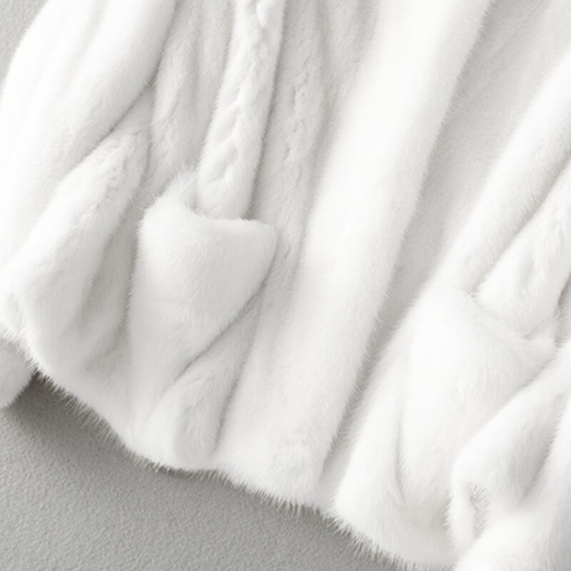 Lautaro Winter Korte Witte Dikke Warme Faux Nertsen Bontjas Vrouwen Zakken Runway Luxe Pluizige Harige Jas Koreaanse Mode